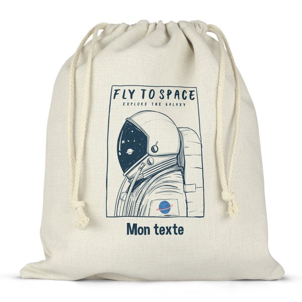 Borsa per contenitore porta-pranzo, con lacci, personalizzata - Fly to space