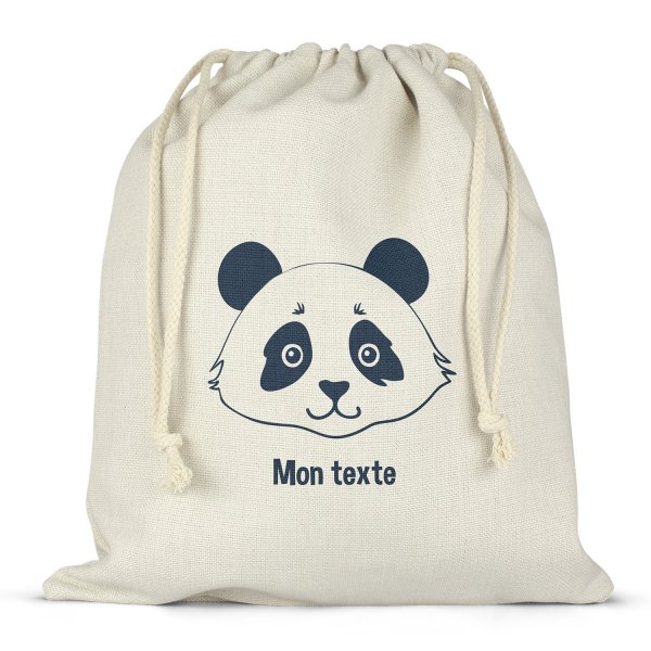 Borsa per contenitore porta-pranzo, con lacci, personalizzata - Panda