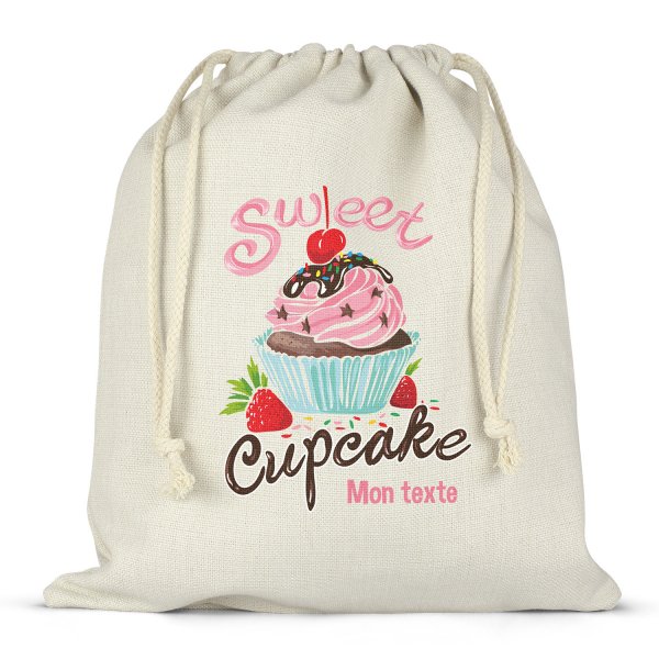 Borsa per contenitore porta-pranzo, con lacci, personalizzata - Sweet cupcake