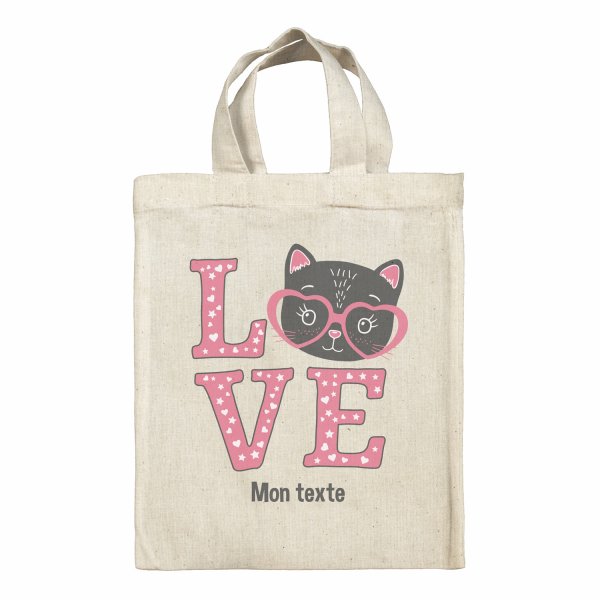 Borsa tote bag, contenitore porta-pranzo personalizzato - Gatto love