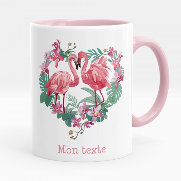 Tazza personalizzata - Fenicotteri rosa, cuore